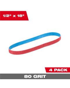 MLW48-80-9080 image(1) - Milwaukee Tool 1/2 Inch x 18 Inch 80 Grit Bandfile Belts &hyphen; 4 pack