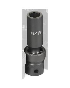 GRE2018UD image(1) - Grey Pneumatic 1/2" Drive x 9/16" Deep Universal Socket 6 Point - Black