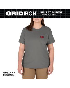 MLWF451G-XL image(0) - Milwaukee Tool Women's GRIDIRON Pocket T-Shirt - Short Sleeve -  Gray -  XL