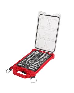 MLW48-22-9482 image(2) - Milwaukee Tool 32pc 3/8" Metric Ratchet and Socket Set with PACKOUT Low-Profile Compact Organizer