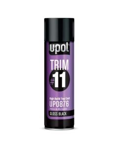 UPO0876 image(0) - U Pol Products Trim #11 UP0876 High Build Top Coat, 450 mL Aerosol Can, Gloss Black, 48.4 sq-ft/Unit Coverage