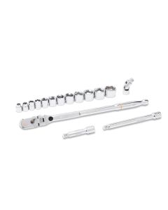 KDT81393 image(0) - GearWrench 16 Piece 3/8 Inch Drive 120XP Locking Flex Head Ratchet and 6 Point SAE Stubby Socket Mechanics Tool Set