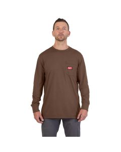 MLW606BR-S image(1) - Milwaukee Tool GRIDIRON Pocket T-Shirt - Long Sleeve Brown S