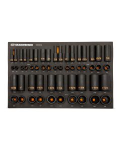 KDTGWMSISKHSAE image(0) - GEARWRENCH 54 Piece 3/8” & 1/2” Drive 6 Point SAE Standard & Deep Hi-Viz Impact Socket Set in Foam Storage Tray