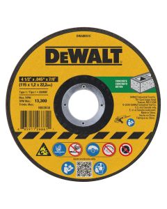 DWTDWA8051C image(0) - DEWALT 4-1/2 In x .045 in Aluminum Oxide Abrasive Chop / Cut-Off Blade with 7/8 in Arbor For Concrete & Masonry Cutting (1 Pack)