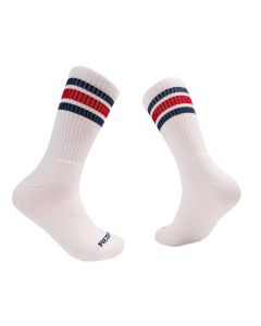 RDB0027 image(0) - Redback Boots USA Mens White Crew Blue Red Stripe