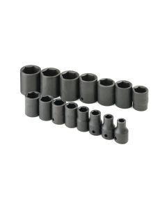 S K Hand Tools SOCKET SET IMPACT 1/2IN. DRIVE 15PC SAE STD 6 PT