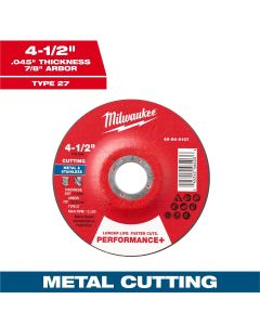 MLW49-94-0107 image(3) - Milwaukee Tool 4-1/2" x .045" x 7/8" Performance+ Metal Cut Off Wheel - Type 27