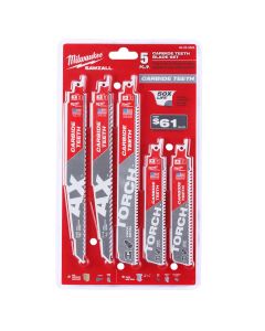 Milwaukee Tool SAWZALL Carbide Demolition Wood and Metal Cutting Reciprocating Saw Blade Set (5-Piece)