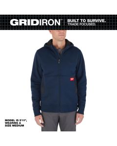 MLWM250U-3X image(0) - Milwaukee Tool GRIDIRON Full-Zip Hoodie- Blue- 3X