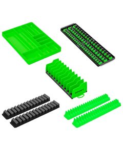 ERNGREENPACK-TDE26 image(0) - Ernst Mfg. TDE26 Show Pack - Tool Organizer Bundle: Screwdriver, Wrench, Plier, Socket, and Tray - Green