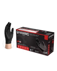AMXGPNB48100 image(0) - Gloveworks XL P/F, Txtred Black Nitrile Gloves (100 per Box)