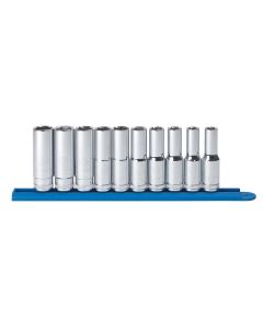 KDT80704 image(1) - GearWrench 10 Piece 1/2 Inch Drive 6 Point Deep Metric Socket Set