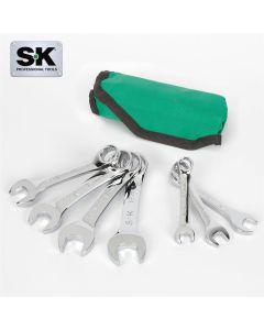 SKTSK01490A image(1) - S K Hand Tools 7 Piece 12 Point Metric Short Combination Wrench Set. Packaged in a Roll