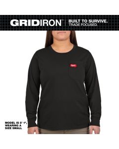 MLWF551B-2X image(1) - Milwaukee Tool Womens GRIDIRON Pocket T-Shirt - Long Sleeve Black 2X