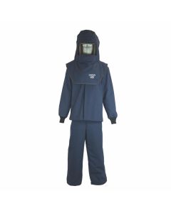 OBRLNS4B-5XL-HVSL image(0) - OBERON Suit Kit - Arc Flash - 40 Cal LAN - Comes with Hood with Hard Cap, Coat, Bib Overalls and Fresh Air Arc Flash Hood Ventilation System & Light - Color: Navy Blue - Size: 5XL
