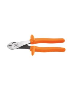 KLED2488INS image(0) - Klein Tools Diagonal Cutting Pliers, Insulated, High-Leverage, Angled Head, 8-Inch