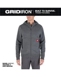 MLWM250G-3X image(0) - Milwaukee Tool GRIDIRON Full-Zip Hoodie- Gray- 3X