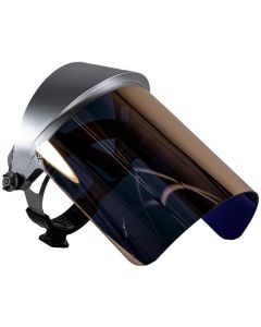 OBR2191R500 image(1) - OBERON Face Shield with Ratcheting Headgear - Heat Reflective - Window: Didymium Gold - With Lower Crown and Shield Extender