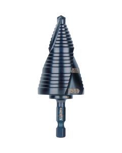 KLEQRST15 image(0) - Klein Tools Step Drill Bit, Quick Release, Double Spiral Flute, 7/8 to 1-3/8-Inch