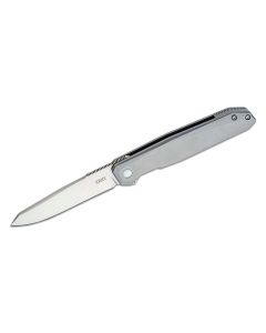 CRKK230XXP image(1) - CRKT (Columbia River Knife) Facet D2 Satin Plain Blade Assisted Folding Knife with Frame Lock Stainless Steel Handle - Silver