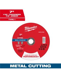 MLW49-94-0133 image(0) - Milwaukee Tool 7" x 1/16" x 7/8" Performance+ Metal Cut Off Wheel - Type 1