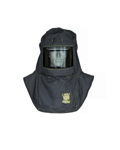 OBRTCG100-CHVS image(1) - OBERON Hood with Hard Cap - Arc Flash - 100 Cal TCG - With Fresh Air Arc Flash Hood Ventilation System - Color: Black - Window: True Color Grey (TCG)