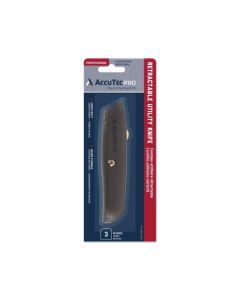 ASRAPTL-8001 image(0) - AccuTec Pro AccuTec Pro Standard Retractable Utility Knife with 3 Blades, Black (6CD/CT, 6CT/CA)