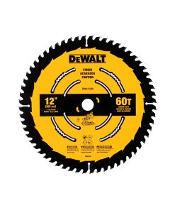 DWTDWA11260 image(1) - DEWALT 12 In Carbide Circular Saw Blade 60 Tooth with 1 in Arbor For Finishing (1 Pack)