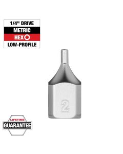 MLW45-34-1128 image(0) - Milwaukee Tool 1/4 Inch Drive 2mm Low-Profile Hex Bit Socket