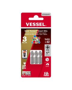 VESNTPH350P2 image(0) - Vessel Tools Neck Torsion Power Bit and 3x50mm - 2 Piece Card