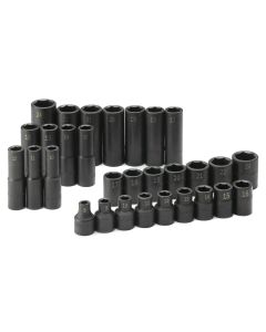 S K Hand Tools SOC SET IMP 1/2 DR METRIC 30PC DEEP/STD