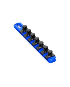 ERN8409 image(0) - Ernst Mfg. 8 Inch Socket Organizer and 7 Socket Clips - 1/2 Inch - Blue