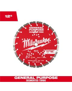 MLW49-93-9012 image(0) - Milwaukee Tool 12 inch DIAMOND MAX Segmented Turbo General PurposeDiamond Blade