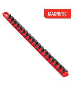 ERN8401M image(0) - Ernst Mfg. 18 Inch 3/8 Inch Magnetic Socket Organizer with Twist Lock Clips - Red