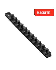 ERN8425M image(0) - Ernst Mfg. 13 Inch Magnetic Socket Organizer with 11 Twist Lock Clips - 1/2 Inch - Black