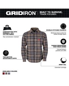 MLWM551G-L image(4) - Milwaukee Tool GRIDIRON Flannel Shirt - Gray - L