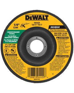 DWTDW4429 image(0) - DEWALT 4-Inch By 1/4-Inch By 5/8-Inch Concrete/Masonry Grinding Wheel