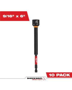 MLW49-66-4688 image(0) - Milwaukee Tool SHOCKWAVE Impact Duty 9/16 Inch x 6 Inch Magnetic Nut Driver BULK 10