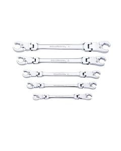KDT89100 image(1) - GearWrench 5 Piece Ratcheting Flex Head Flare Nut SAE Wrench Set