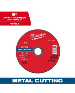 MLW49-94-0023 image(0) - Milwaukee Tool 6" x .045" x 7/8" Metal Cut Off Wheel -Type 1