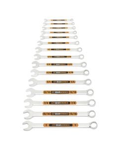 GEARWRENCH 15 Piece 12 Point SAE Hi-Viz Long Pattern Combination Wrench Set