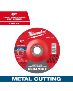 MLW49-94-0227 image(0) - Milwaukee Tool 6" x .045" x 7/8" Ceramic+ Metal Cut Off Wheel -Type 27
