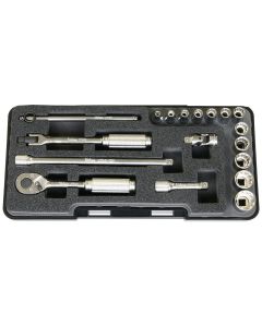 KKNP2281A-12P image(0) - Ko-ken USA P2281A-12P 1/4 Sq. Dr. 18 Piece 12-Point SAE Socket set 1/8-9/16