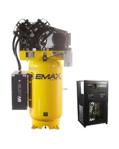 EMXESP10V080V1PK image(0) - Emax Compressor Silent Industrial Plus 10 HP 1-Phase 80 gal. Vertical Compressor with 58 CFM Dryer Bundle-With Pressure Lube Pump
