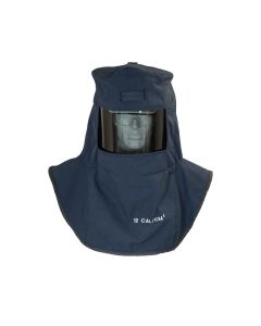 OBERON Hood with A1 Hard Hat Adapters - Arc Flash - 12 Cal LAN2ST Series - Color: Navy Blue - Window: True Color Grey (TCG)