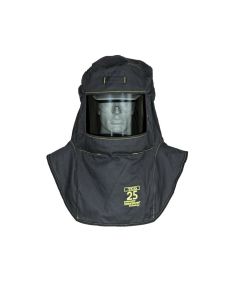 OBERON Hood with A1 Hard Hat Adapters - Arc Flash - 25 Cal TCG - Color: Black - Window: True Color Grey (TCG)
