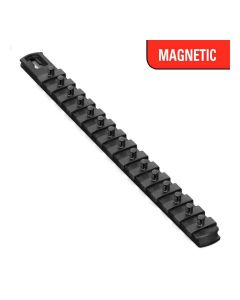 ERN8423M image(0) - Ernst Mfg. 13 Inch Magnetic Socket Organizer with 15 Twist Lock Clips - 1/4 Inch - Black