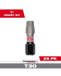 MLW48-32-4137 image(1) - Milwaukee Tool SHOCKWAVE Impact Duty 1 Inch T30 INSERT BITS 25Pk