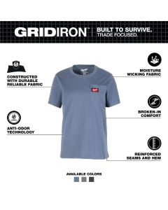 MLWF451U-XS image(1) - Milwaukee Tool Women's GRIDIRON Pocket T-Shirt - Short Sleeve -  Blue XS